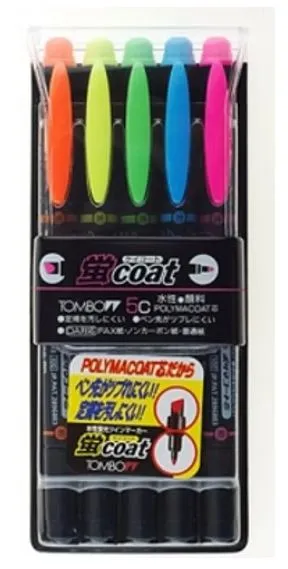 Tombow 蜻蜓牌 螢COAT 双头螢光筆 5色组 (WA-TC5C)