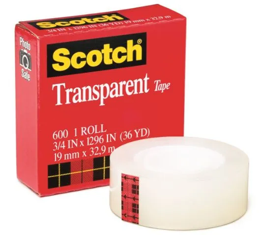 3M™ Scotch® 思高® 透明膠紙 600, 3/4吋 x 36碼
