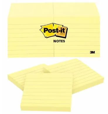 Post-it® Notes 630SS, 3 in x 3 in, Canary Yellow, Lined
