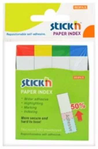 HOPAX STICK'N 21615 4色纸质索引旗仔（白底彩边）