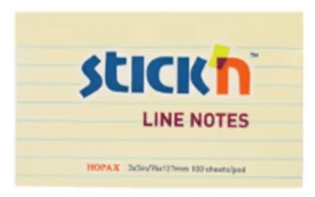 HOPAX STICK'N 21055 黃色單行報事貼（3" x 5"）